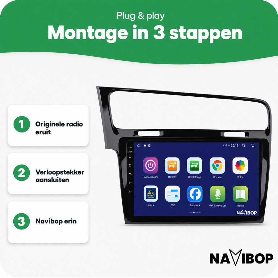 Volkswagen Golf Zwart | Autoradio | CarPlay & Android Auto | Android 15.0 | 2013 t/m 2020