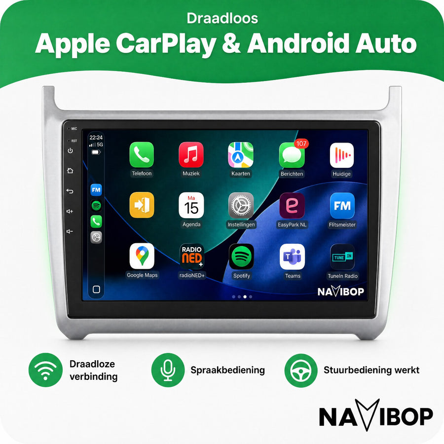 Volkswagen Polo + 2013 Zilver | Autoradio | CarPlay & Android Auto | Android 15.0