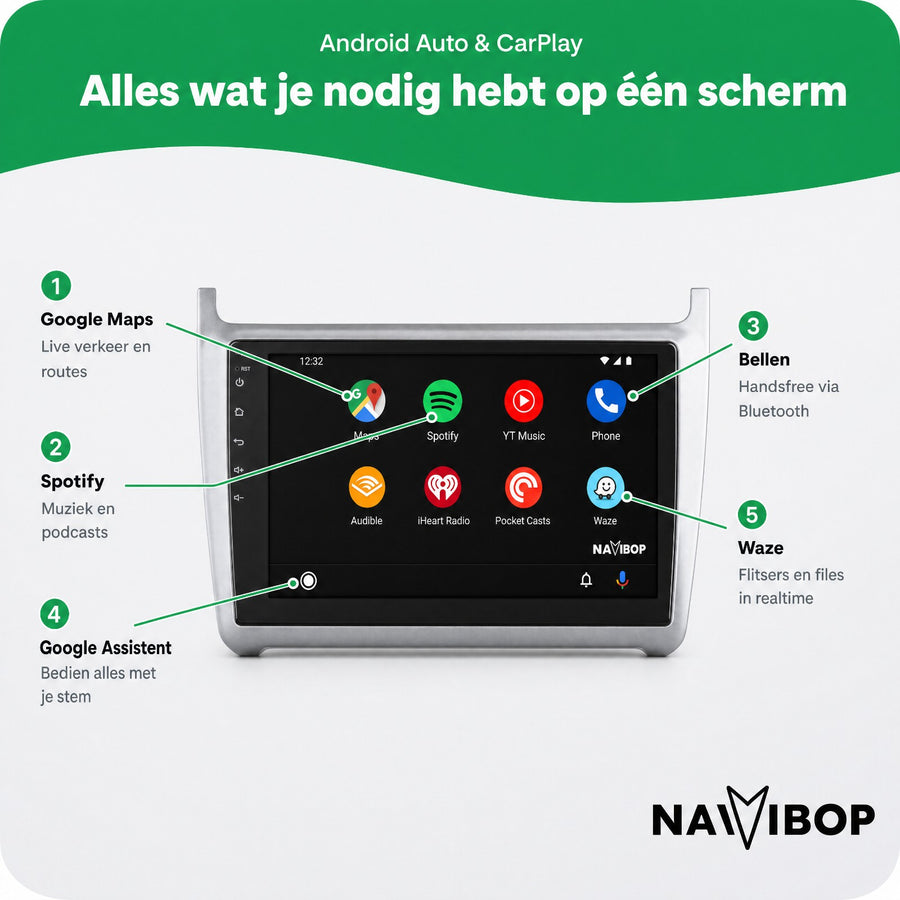 Volkswagen Polo + 2013 Zilver | Autoradio | CarPlay & Android Auto | Android 15.0