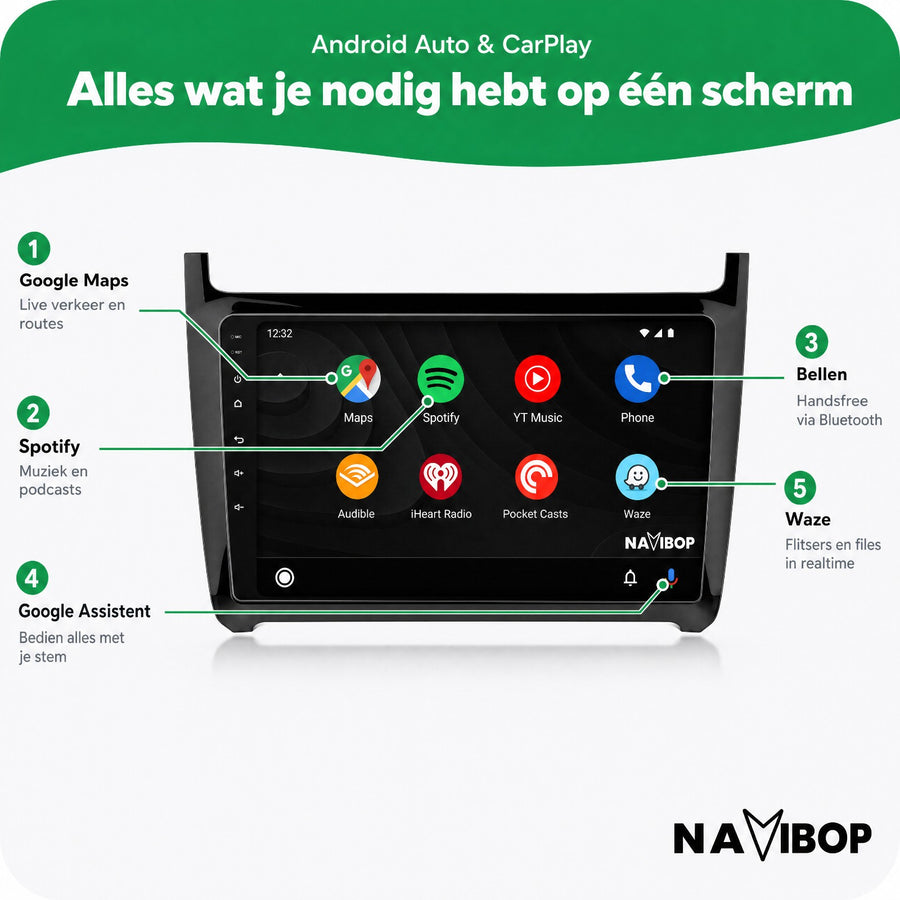 Volkswagen Polo + Glans 2013 Zwart | Autoradio | CarPlay & Android Auto | Android 15.0