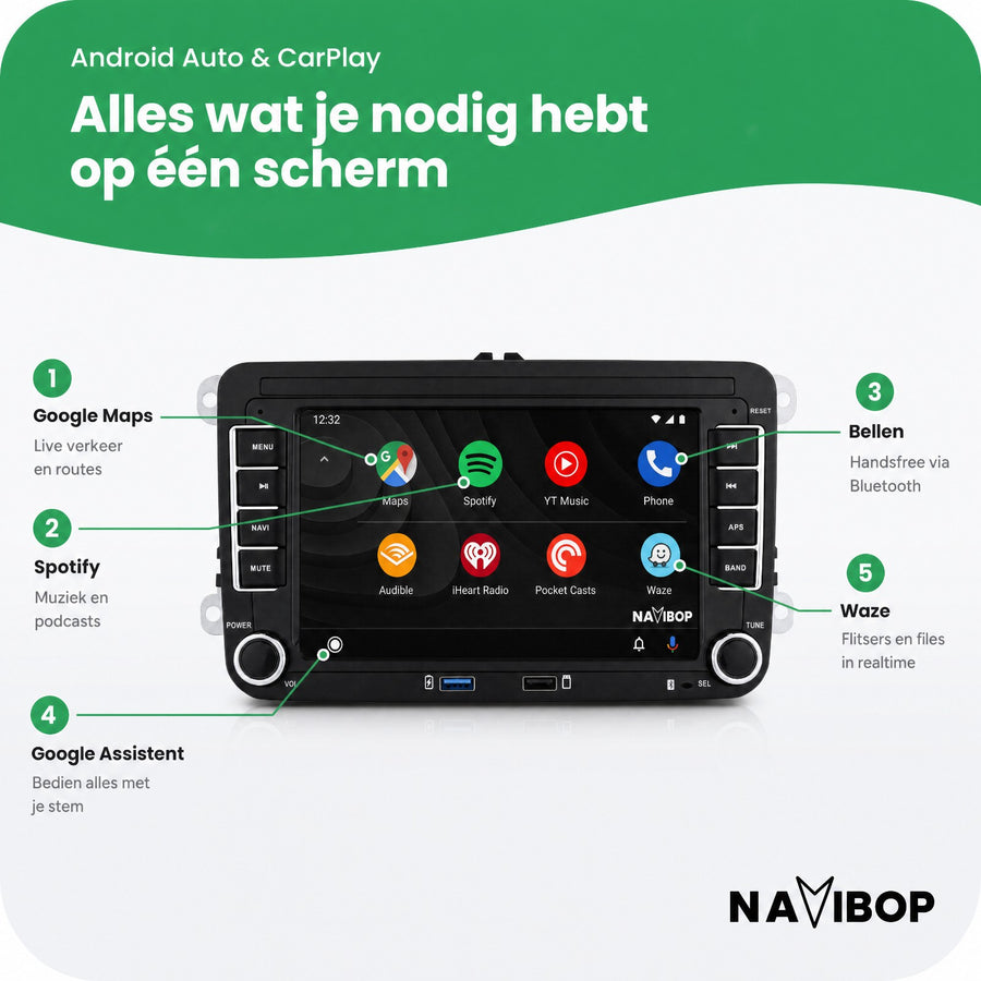 Volkswagen Seat Skoda Met Usb | Autoradio | CarPlay & Android Auto | Android 15.0