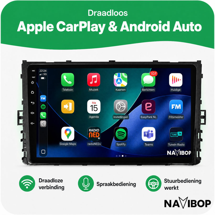 Volkswagen T-cross T-roc Bora Transporter T6 Jetta Polo | Autoradio | CarPlay & Android Auto | Android 15.0 | 2015 t/m 2022