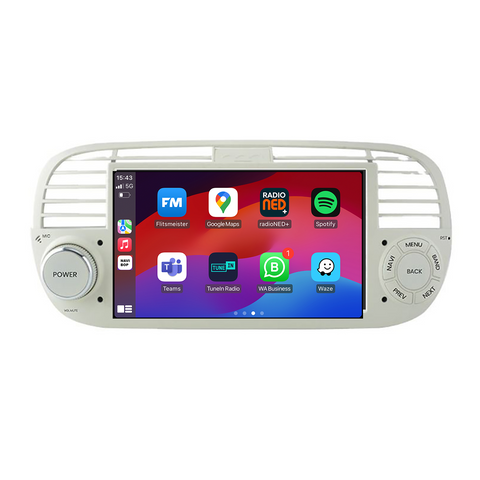 Fiat 500 Beige | Autoradio | CarPlay & Android Auto | Android 15.0 | 2005 t/m 2017