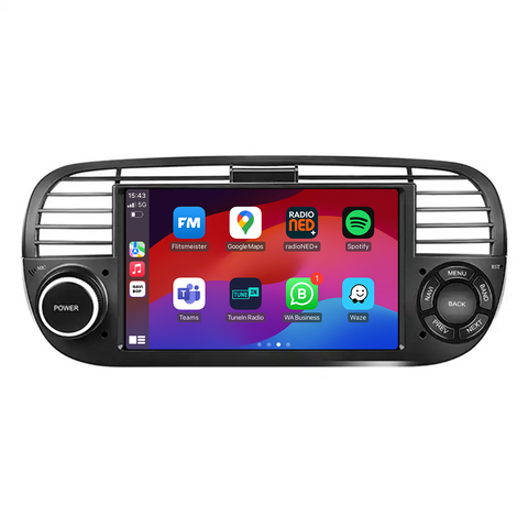 Fiat 500 Zwart | Autoradio | CarPlay & Android Auto | Android 15.0 | 2005 t/m 2017