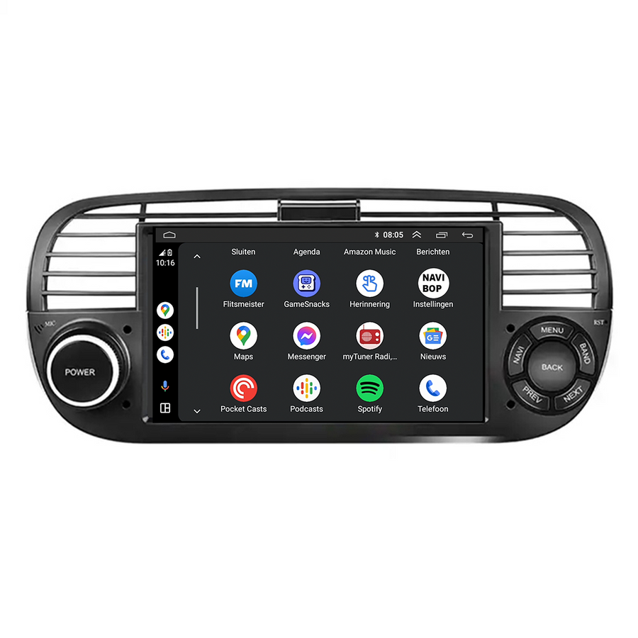 Fiat 500 Zwart | Autoradio | CarPlay & Android Auto | Android 15.0 | 2005 t/m 2017