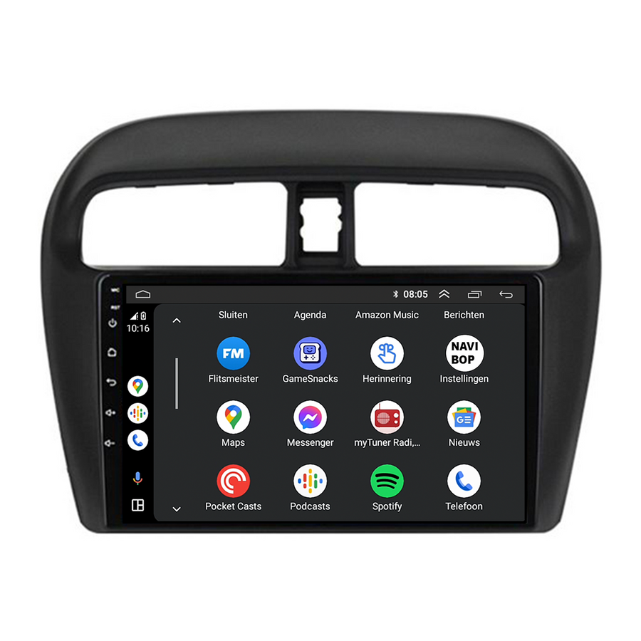 Mitsubishi Mirage  | Autoradio | CarPlay & Android Auto | Android 15.0 | 2012 t/m 2018
