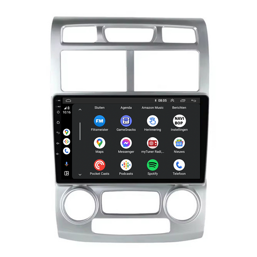 Kia Sportage - Zilver | Autoradio | CarPlay & Android Auto | Android 15.0 | 2005 t/m 2010
