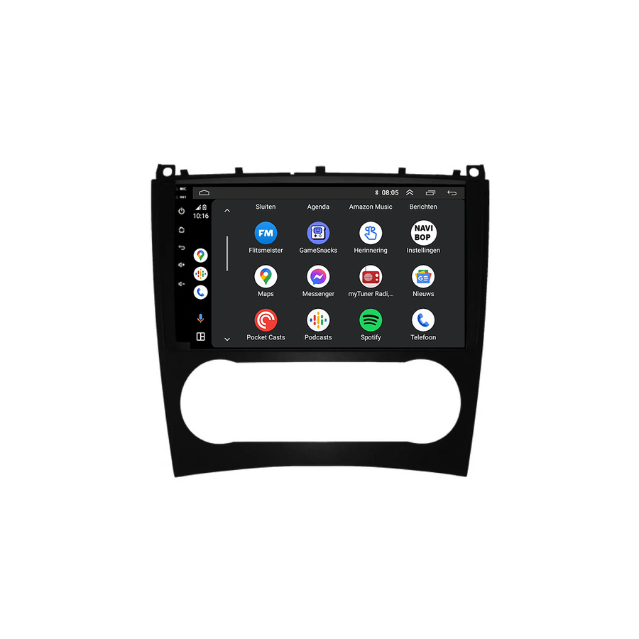 Mercedes C-klasse | Autoradio | CarPlay & Android Auto | Android 15.0 | 2005 t/m 2011