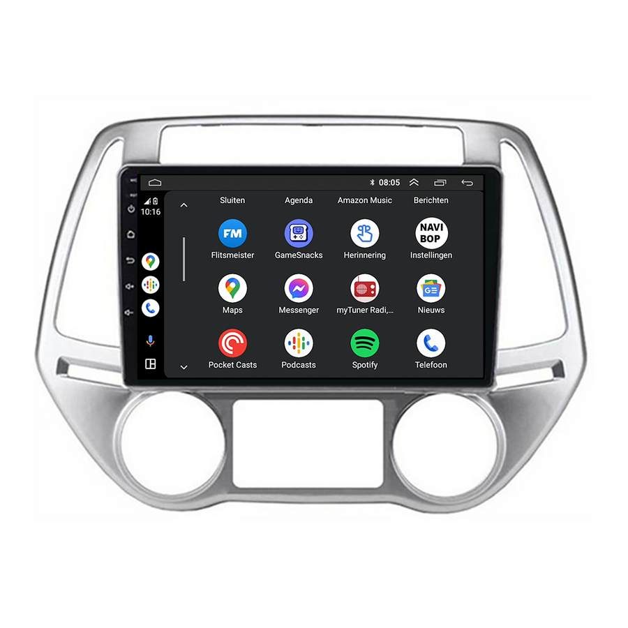 Hyundai I20 | Autoradio | CarPlay & Android Auto | Android 15.0 | 2008 t/m 2014