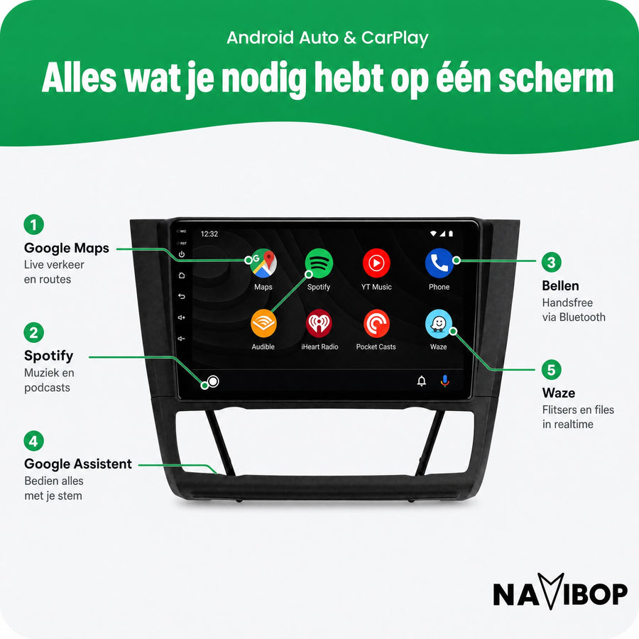 BMW 1-SERIE Versie 2 | Autoradio | CarPlay & Android Auto | Android 15.0 | 2005 t/m 2013