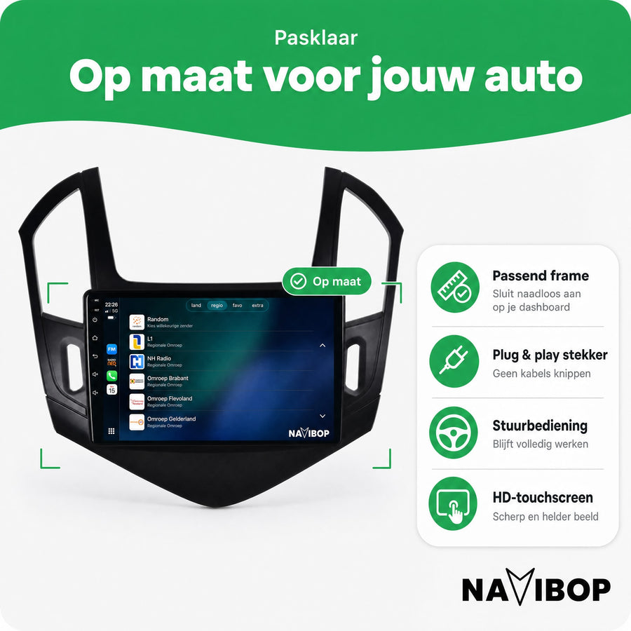 Chevrolet Cruze Zwart | Autoradio | CarPlay & Android Auto | Android 15.0 | 2012 t/m 2015