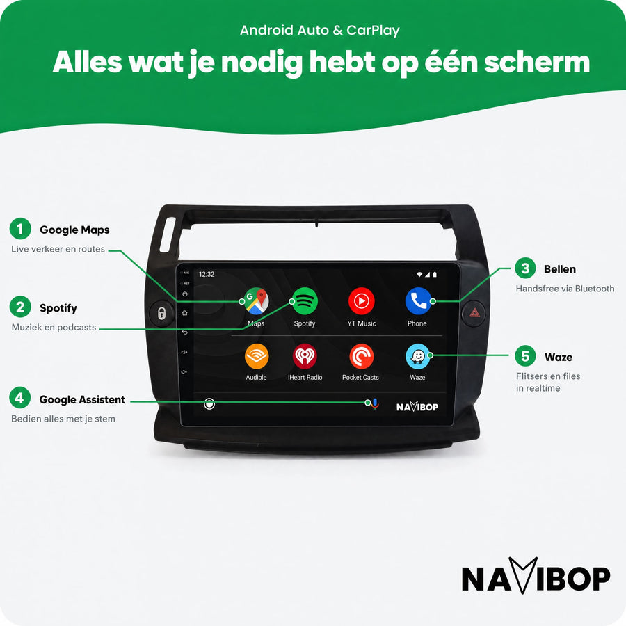 Citroën C4 | Autoradio | CarPlay & Android Auto | Android 15.0 | 2004 t/m 2013