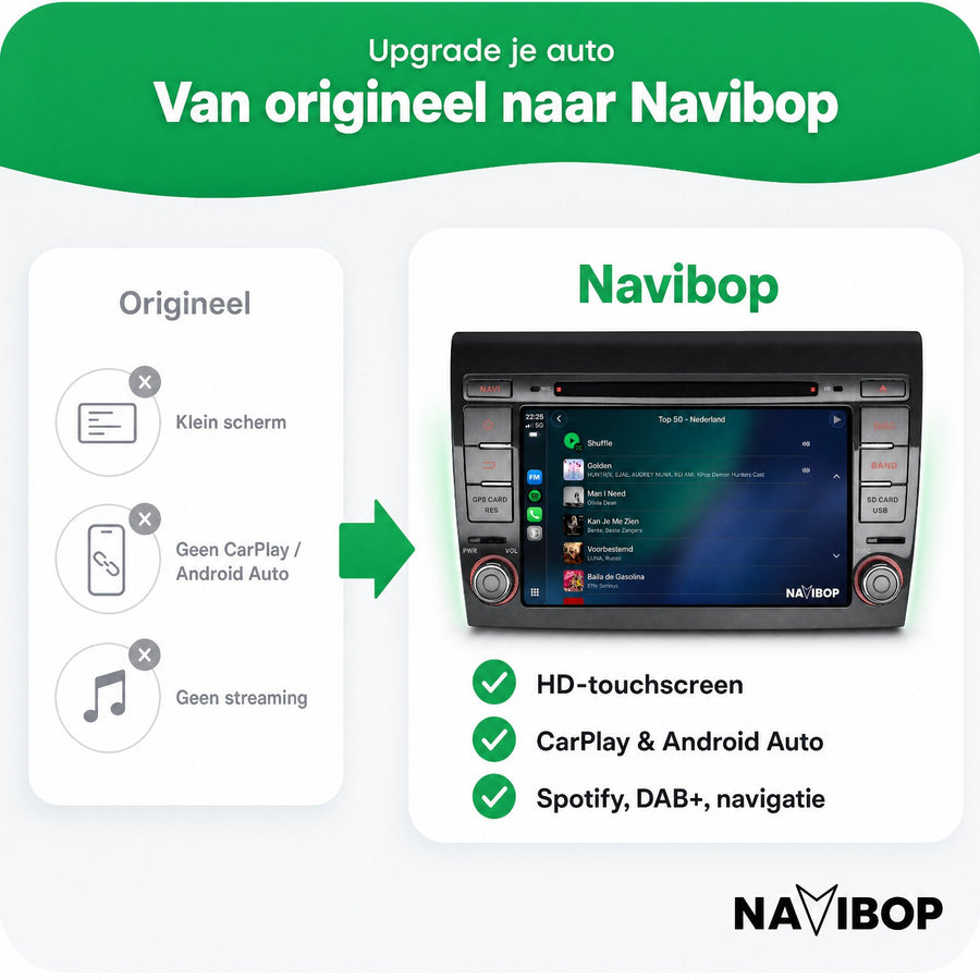 Fiat Bravo | Autoradio | CarPlay & Android Auto | Android 15.0 | 2006 t/m 2017