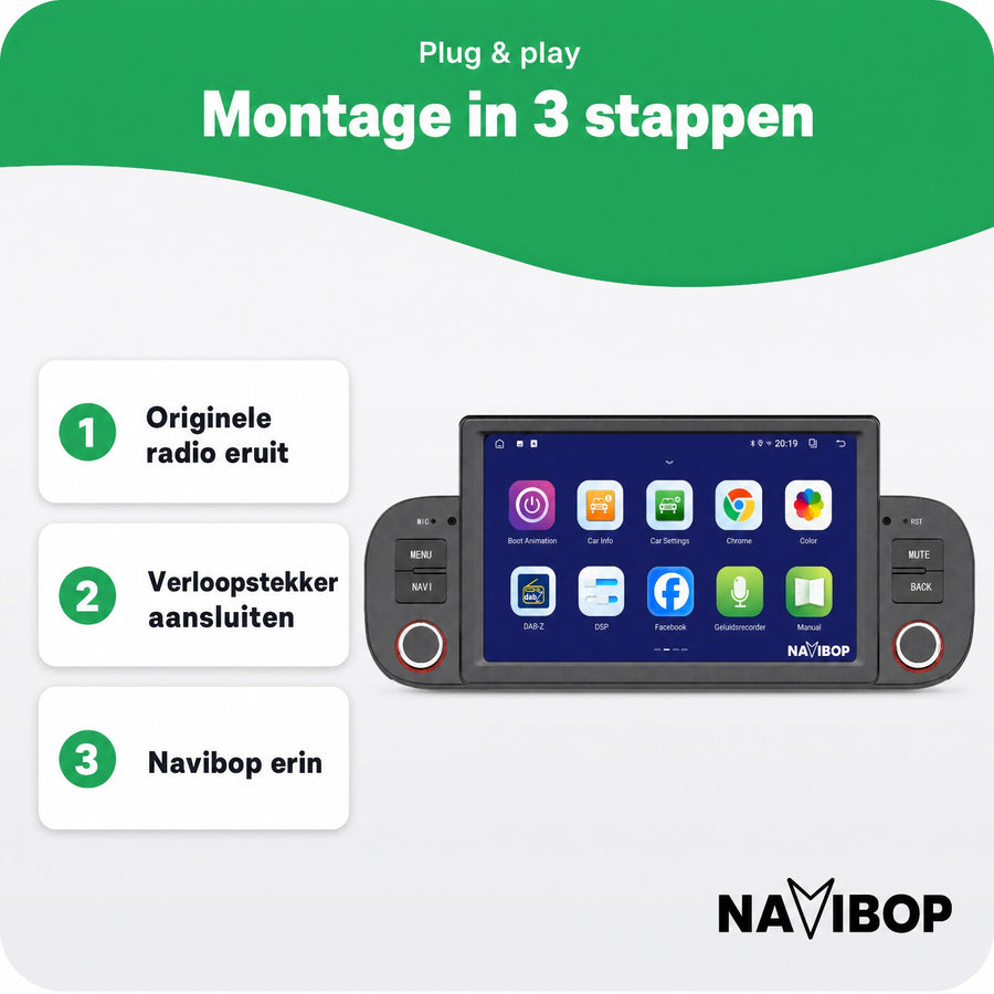 Fiat Panda | Autoradio | CarPlay & Android Auto | Android 15.0 | 2013 t/m 2020