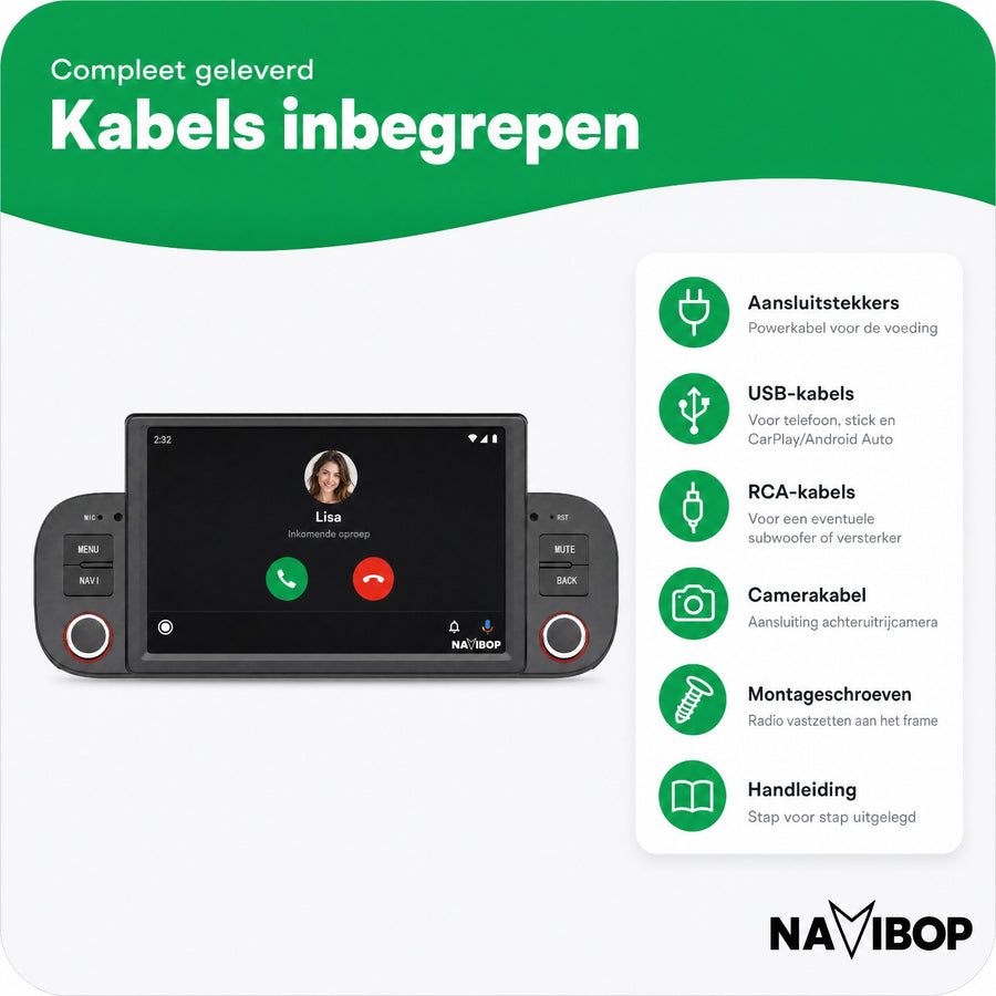 Fiat Panda | Autoradio | CarPlay & Android Auto | Android 15.0 | 2013 t/m 2020
