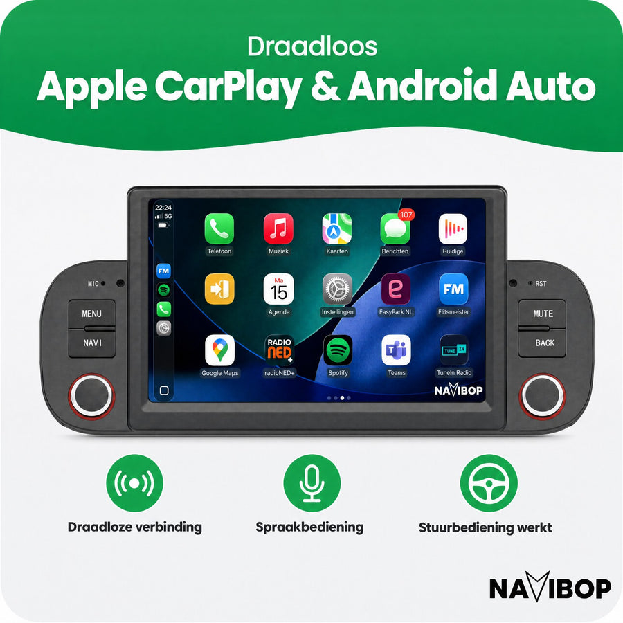 Fiat Panda | Autoradio | CarPlay & Android Auto | Android 15.0 | 2013 t/m 2020