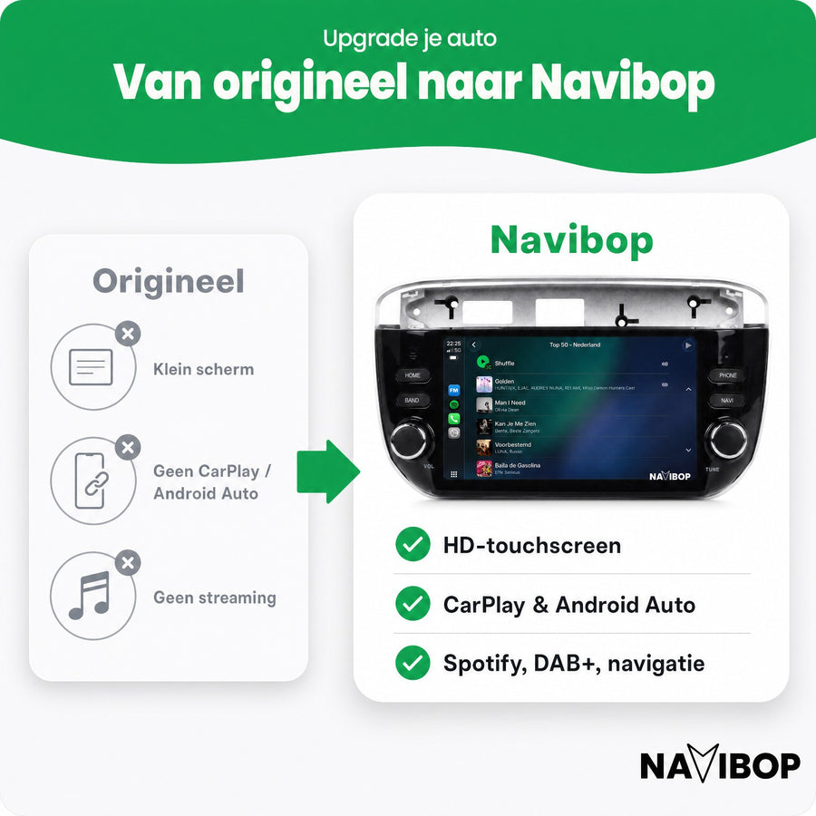 Fiat Punto Evo | Autoradio | CarPlay & Android Auto | Android 15.0 | 2010 t/m 2015