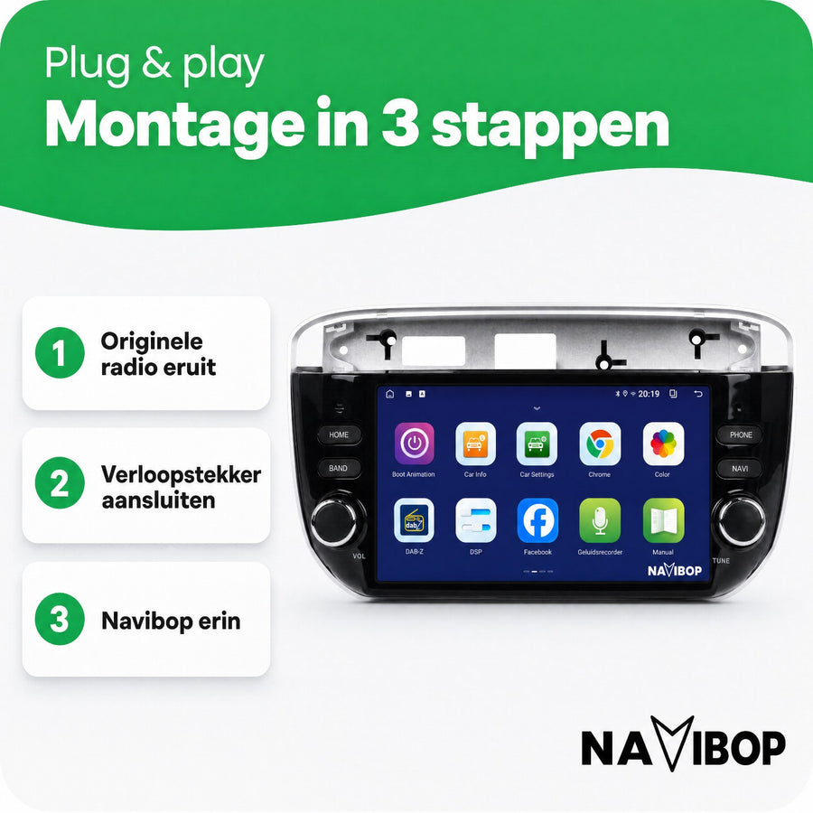 Fiat Punto Evo | Autoradio | CarPlay & Android Auto | Android 15.0 | 2010 t/m 2015