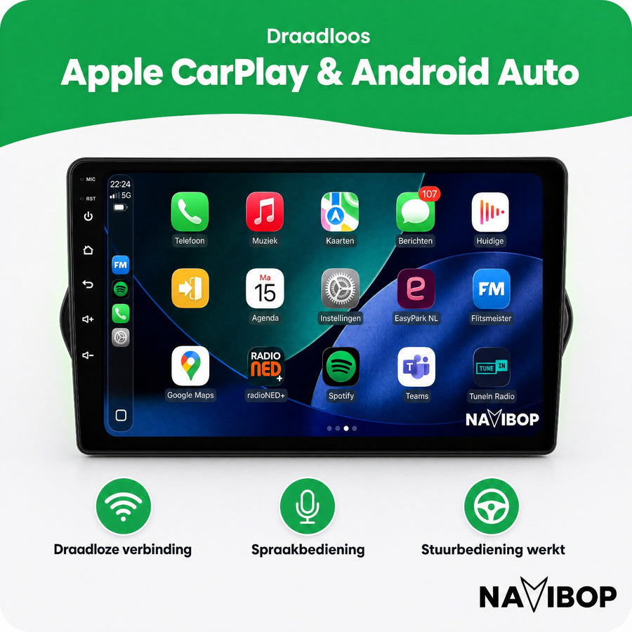 Fiat Tipo | Autoradio | CarPlay & Android Auto | Android 15.0 | 2015 t/m 2020