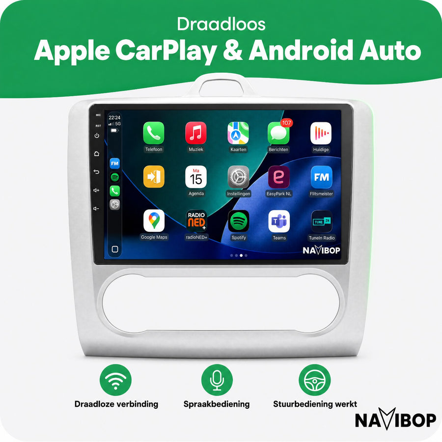 Ford Focus (automatische Airco) | Autoradio | CarPlay & Android Auto | Android 15.0 | 2004 t/m 2011