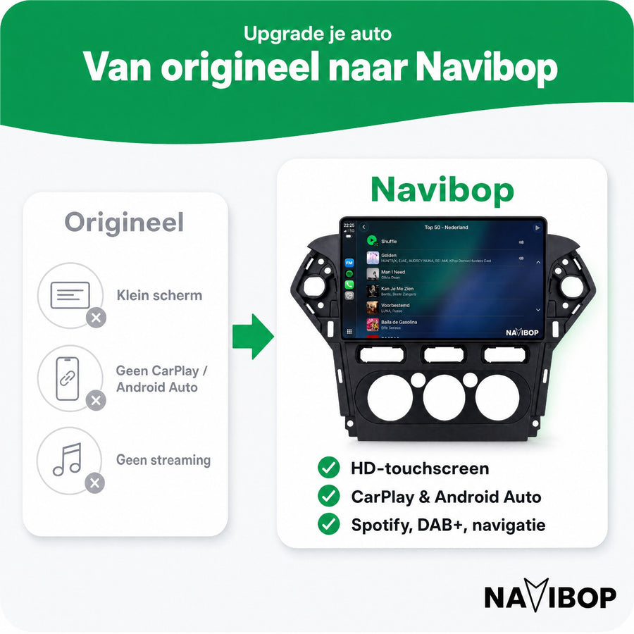 Ford Mondeo Zwart | Autoradio | CarPlay & Android Auto | Android 15.0 | 2007 t/m 2010
