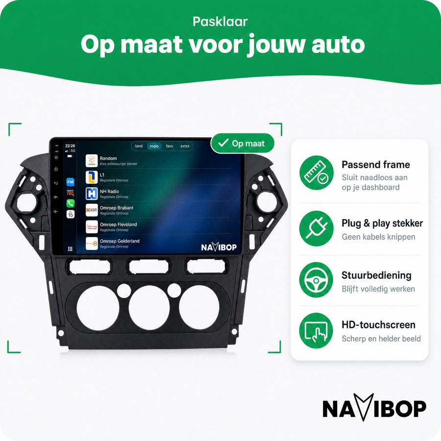 Ford Mondeo Zwart | Autoradio | CarPlay & Android Auto | Android 15.0 | 2007 t/m 2010