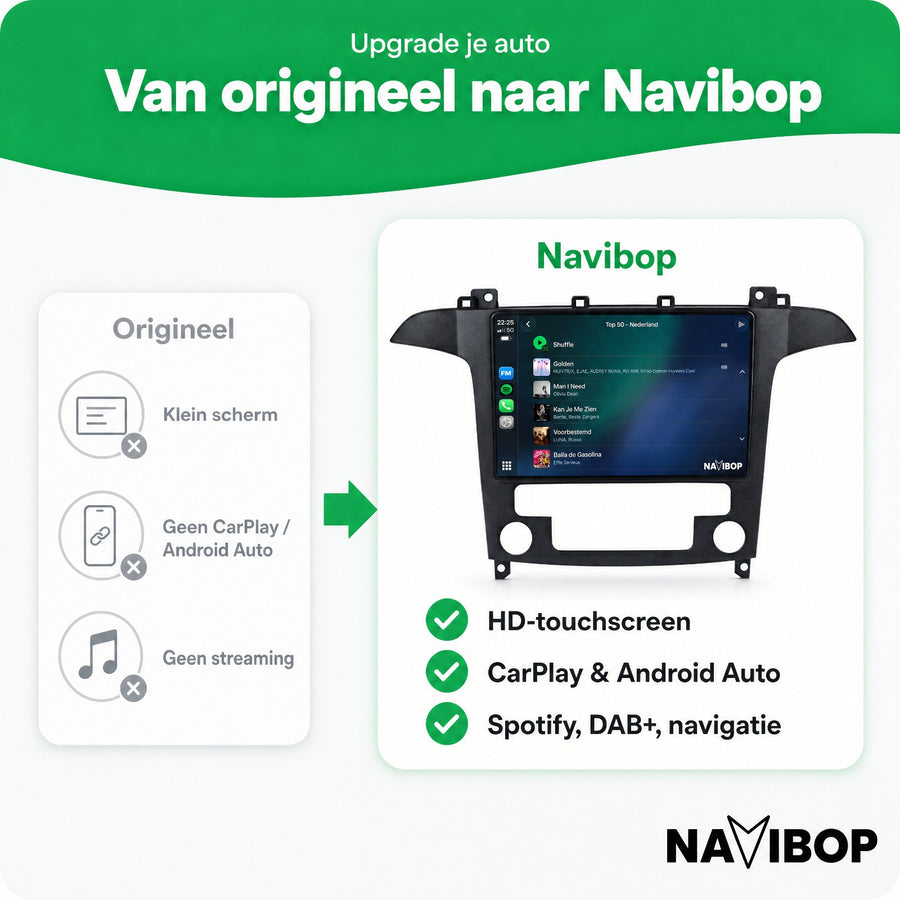 Ford S-max (automatische Airco) | Autoradio | CarPlay & Android Auto | Android 15.0 | 2006 t/m 2015