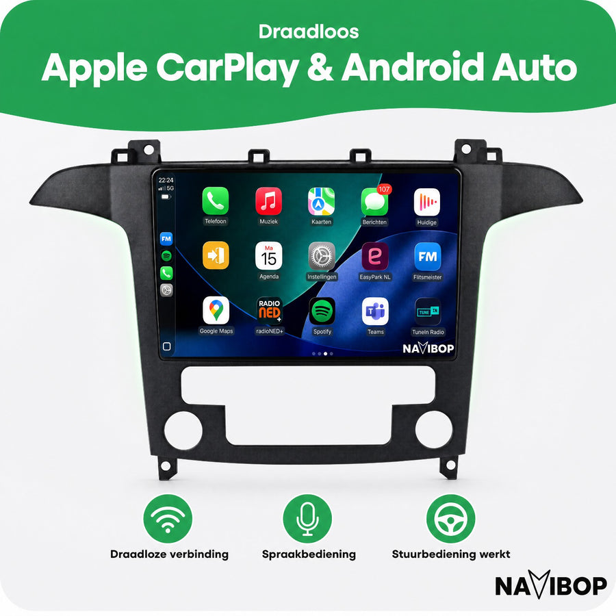 Ford S-max (automatische Airco) | Autoradio | CarPlay & Android Auto | Android 15.0 | 2006 t/m 2015