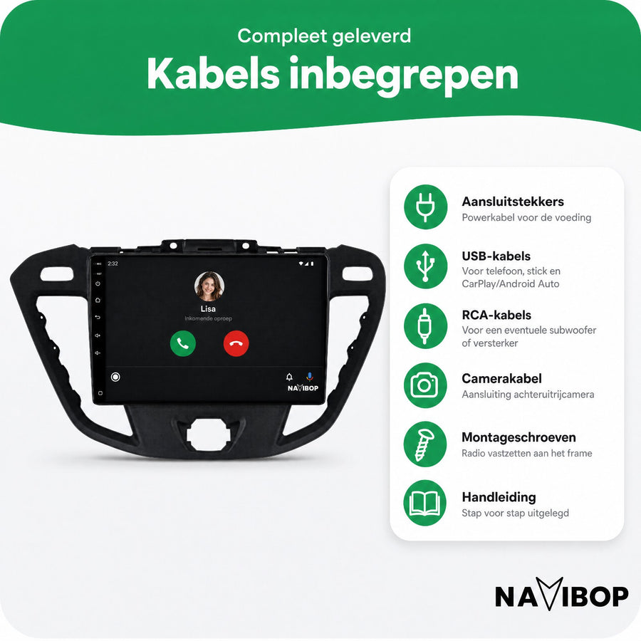 Ford Transit | Autoradio | CarPlay & Android Auto | Android 15.0 | 2014 t/m 2018