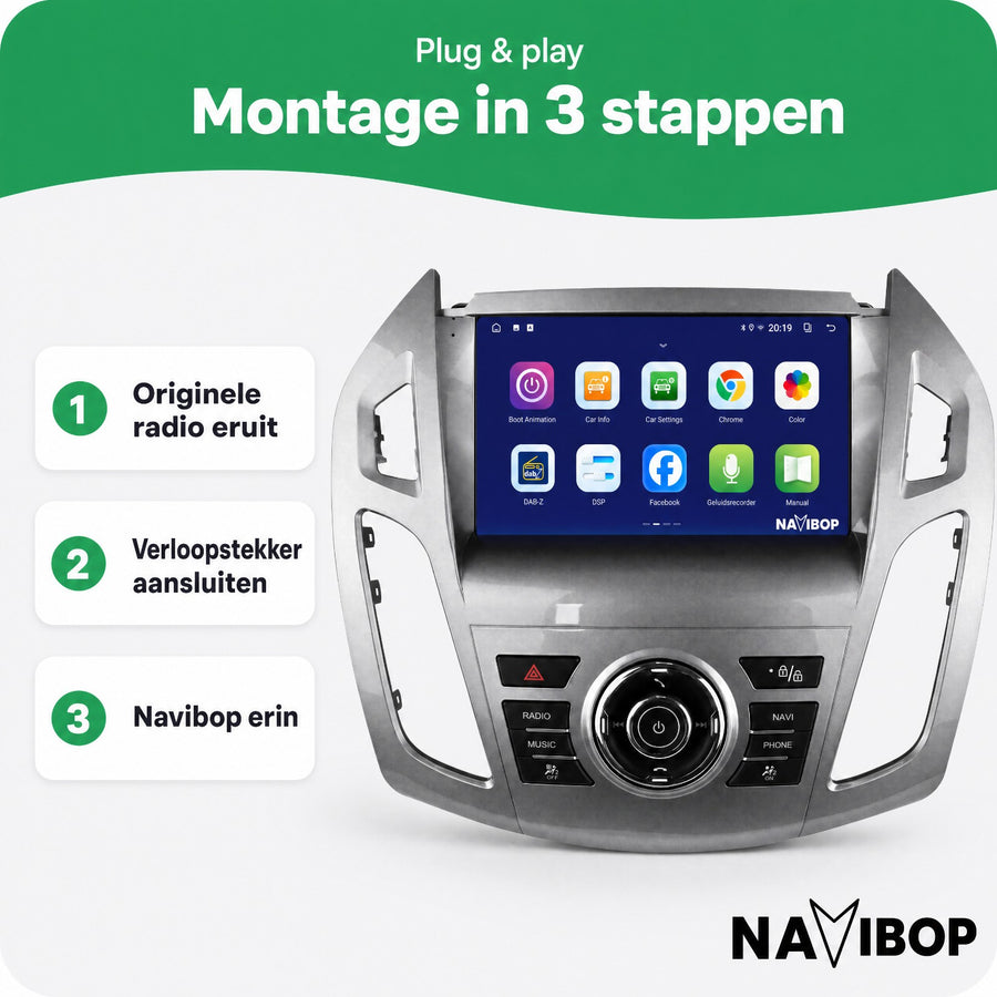 Ford Transit Custom Transit Tourneo | Autoradio | CarPlay & Android Auto | Android 15.0 | 2013 t/m 2018