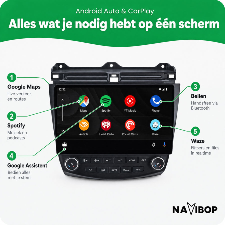 Honda Accord | Autoradio | CarPlay & Android Auto | Android 15.0 | 2003 t/m 2008