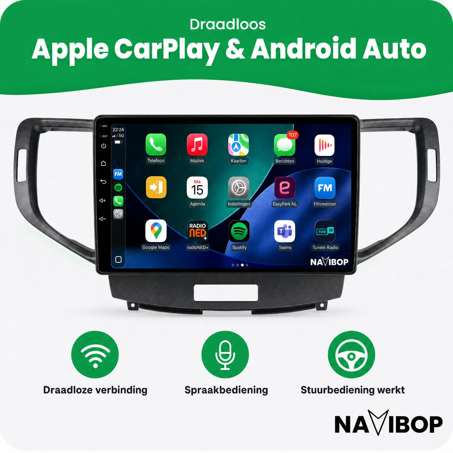 Honda Accord | Autoradio | CarPlay & Android Auto | Android 15.0 | 2008 t/m 2012