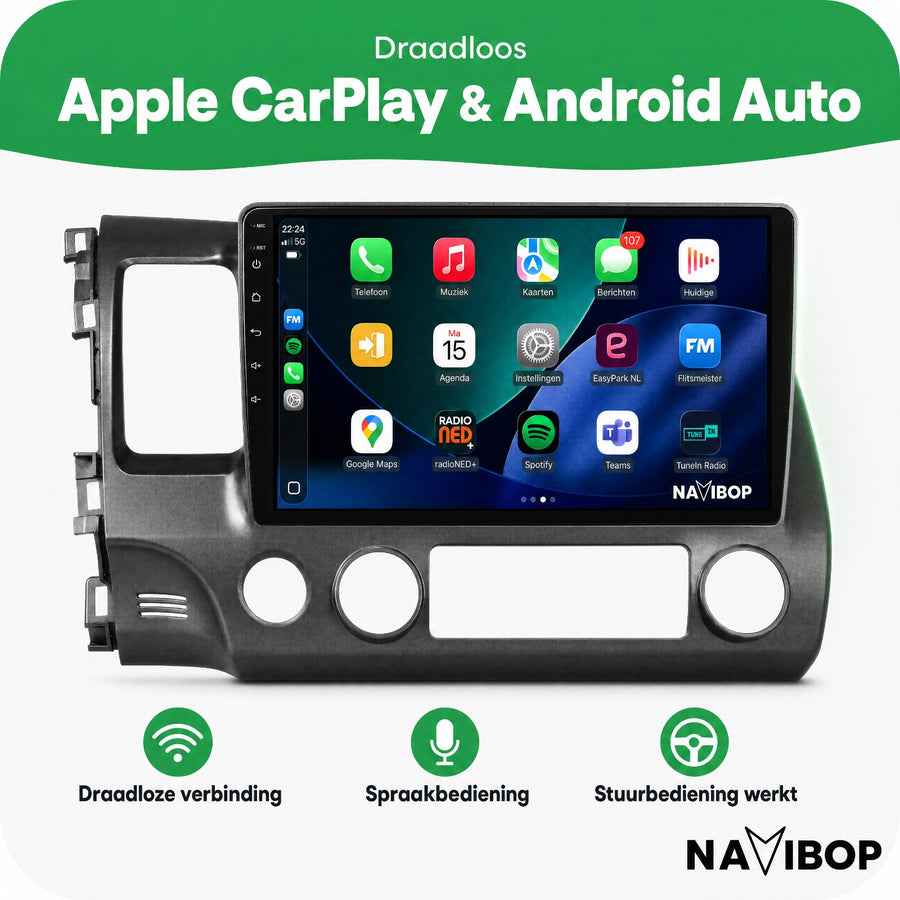 Honda Civic | Autoradio | CarPlay & Android Auto | Android 15.0 | 2005 t/m 2012