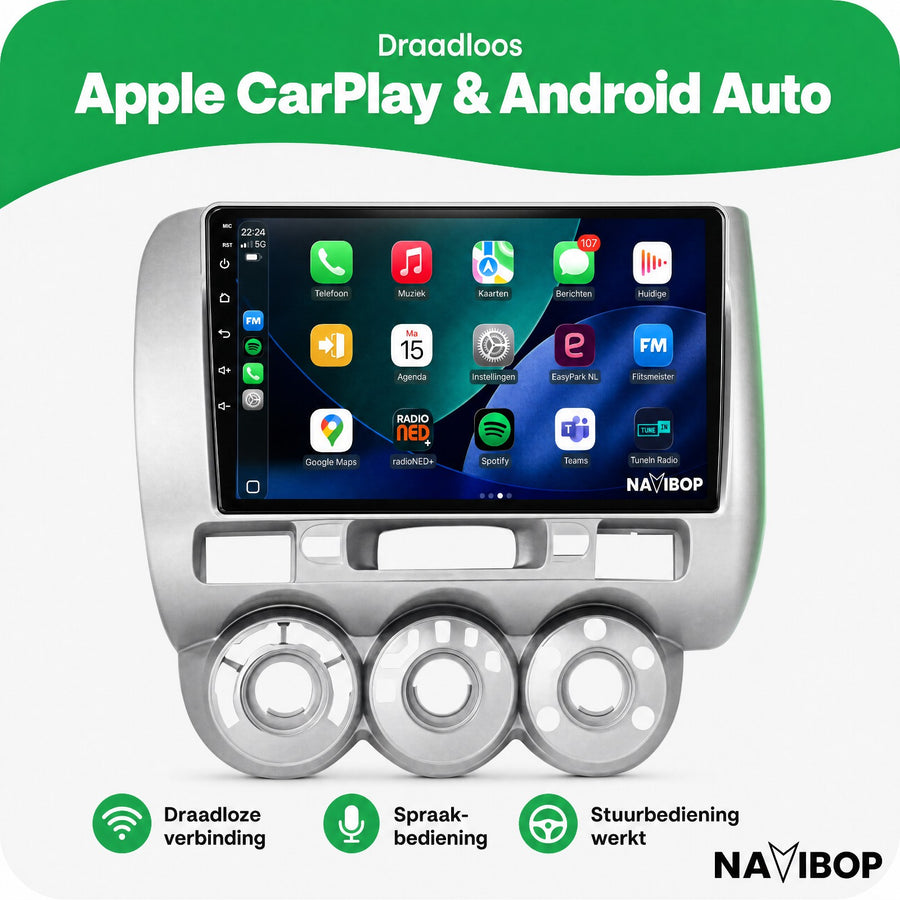 Honda Jazz | Autoradio | CarPlay & Android Auto | Android 15.0 | 2002 t/m 2008