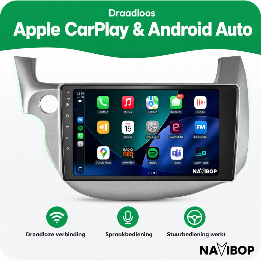 Honda Jazz Fit Grijs | Autoradio | CarPlay & Android Auto | Android 15.0 | 2007 t/m 2015