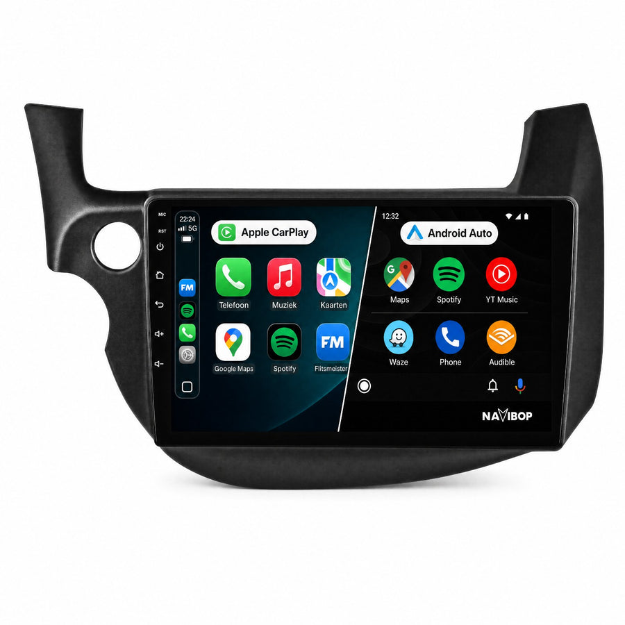 Honda Jazz Fit Zwart | Autoradio | CarPlay & Android Auto | Android 15.0 | 2007 t/m 2015