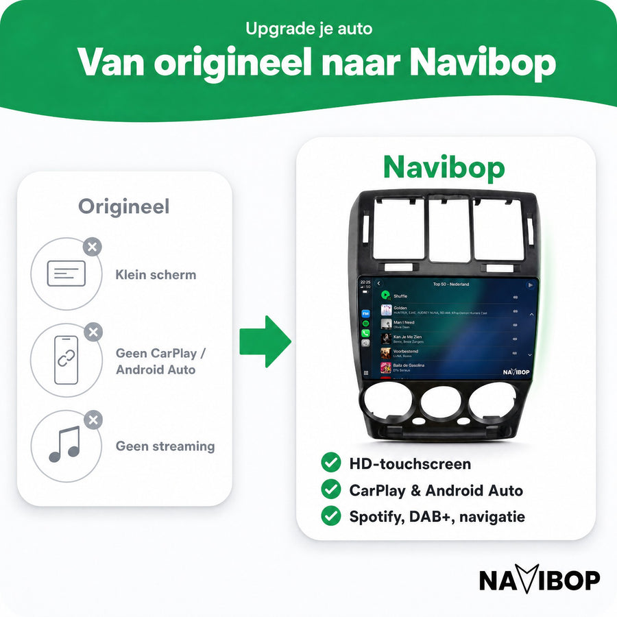 Hyundai Getz Zwart | Autoradio | CarPlay & Android Auto | Android 15.0 | 2002 t/m 2011