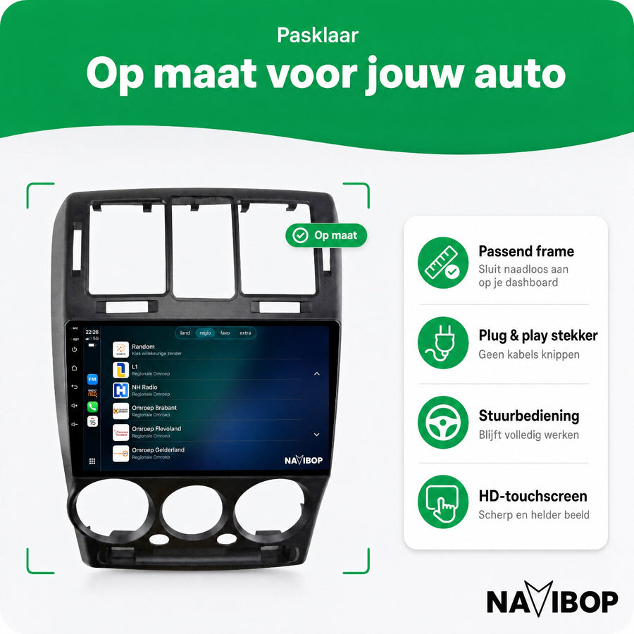 Hyundai Getz Zwart | Autoradio | CarPlay & Android Auto | Android 15.0 | 2002 t/m 2011