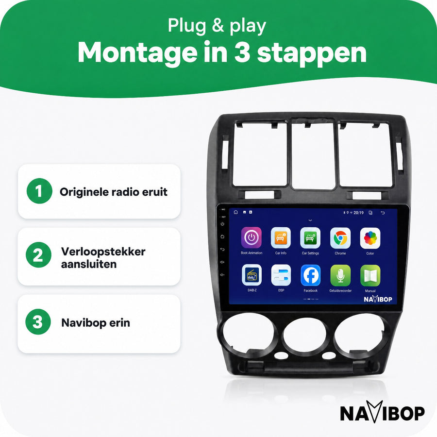 Hyundai Getz Zwart | Autoradio | CarPlay & Android Auto | Android 15.0 | 2002 t/m 2011