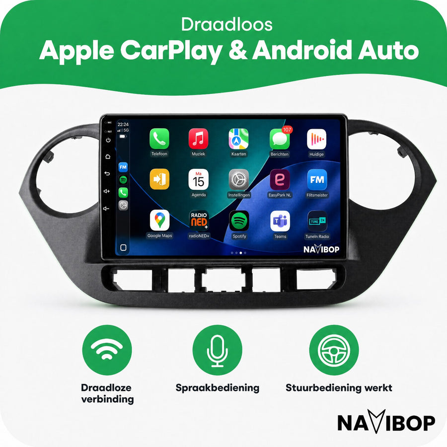 Hyundai I10 | Autoradio | CarPlay & Android Auto | Android 15.0 | 2014 t/m 2017