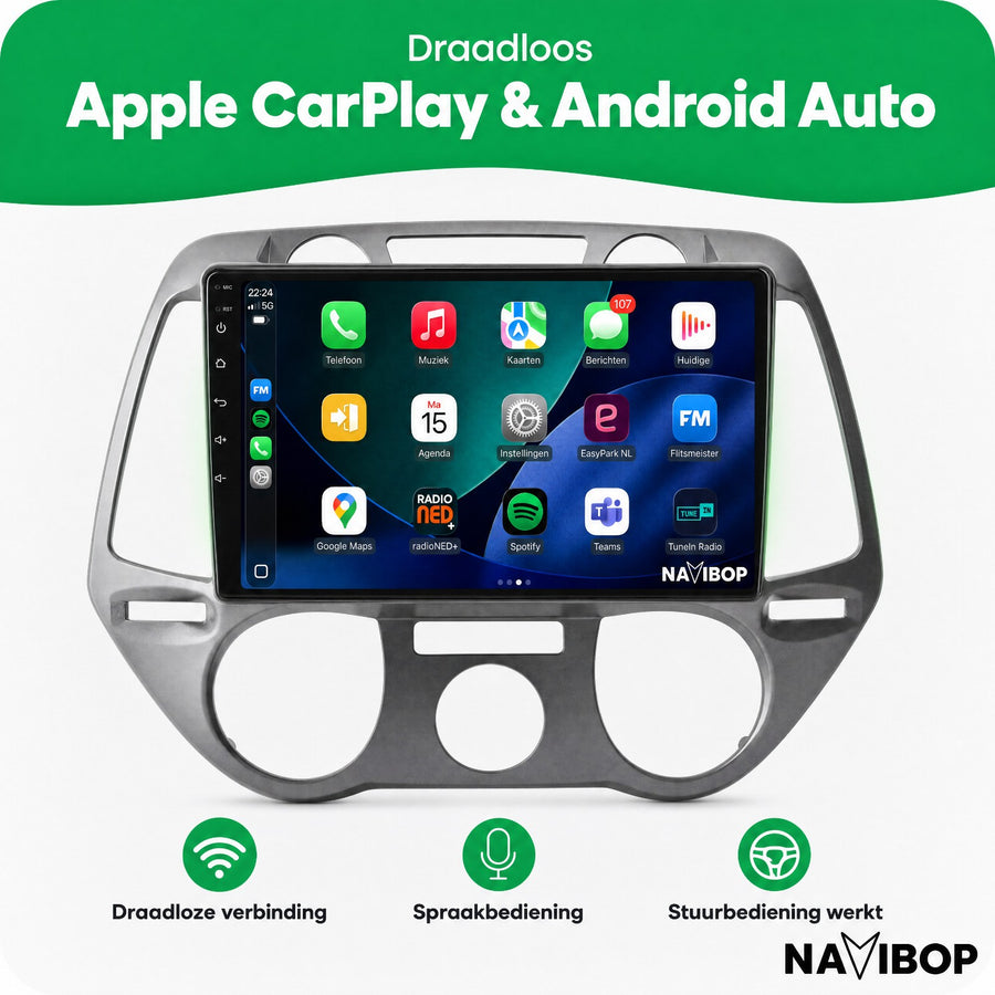 Hyundai I20 | Autoradio | CarPlay & Android Auto | Android 15.0 | 2008 t/m 2014