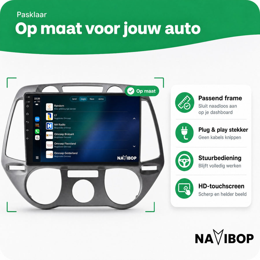 Hyundai I20 | Autoradio | CarPlay & Android Auto | Android 15.0 | 2008 t/m 2014