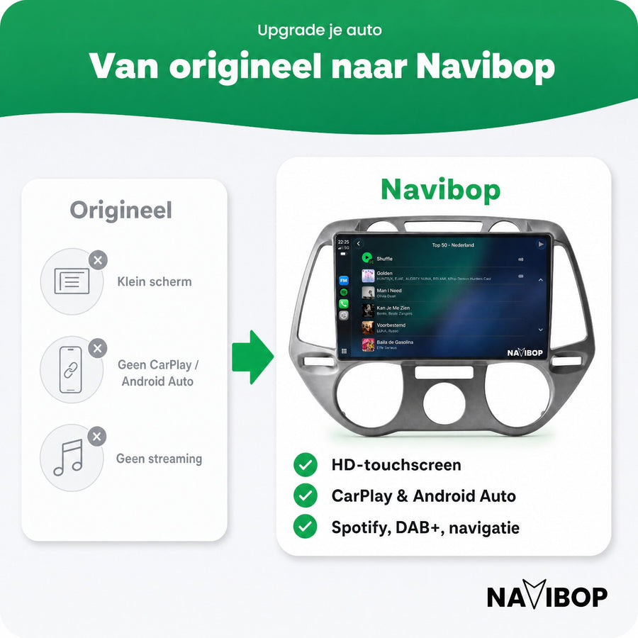 Hyundai I20 Versie 2 | Autoradio | CarPlay & Android Auto | Android 15.0 | 2008 t/m 2014