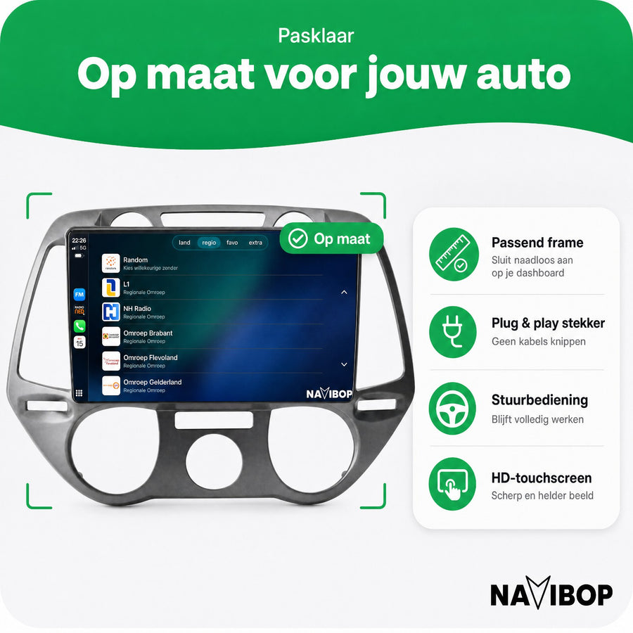 Hyundai I20 Versie 2 | Autoradio | CarPlay & Android Auto | Android 15.0 | 2008 t/m 2014