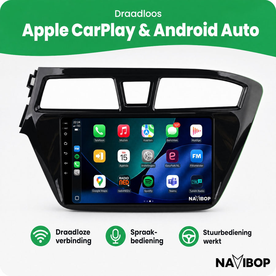 Hyundai I20 | Autoradio | CarPlay & Android Auto | Android 15.0 | 2015 t/m 2019