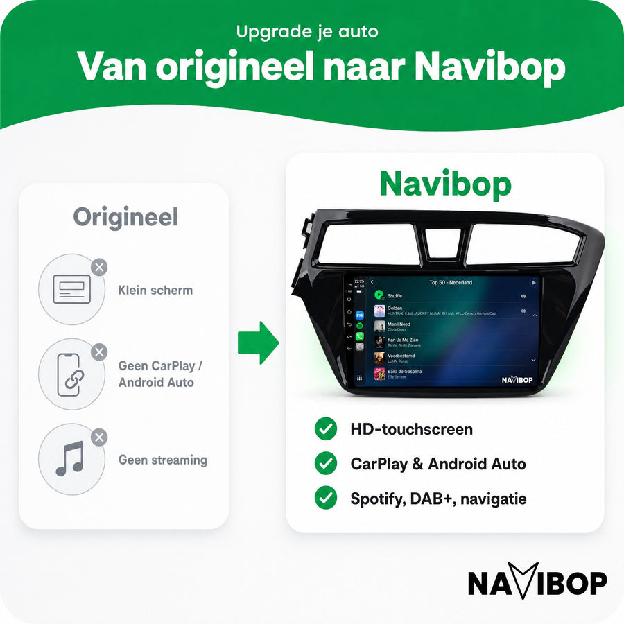 Hyundai I20 | Autoradio | CarPlay & Android Auto | Android 15.0 | 2015 t/m 2019