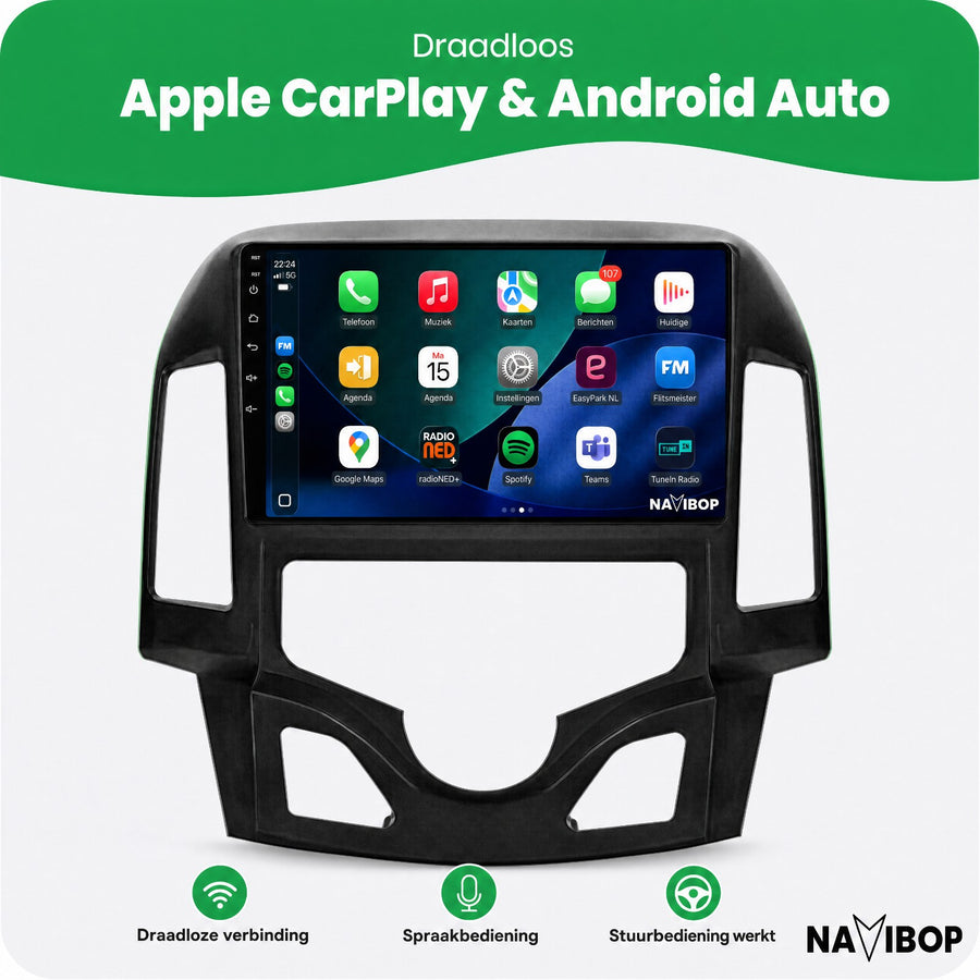 Hyundai I30 (automatische Airco) | Autoradio | CarPlay & Android Auto | Android 15.0 | 2007 t/m 2013