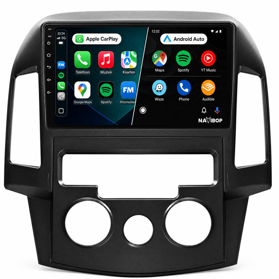 Hyundai I30 (manuele Airco) | Autoradio | CarPlay & Android Auto | Android 15.0 | 2007 t/m 2013