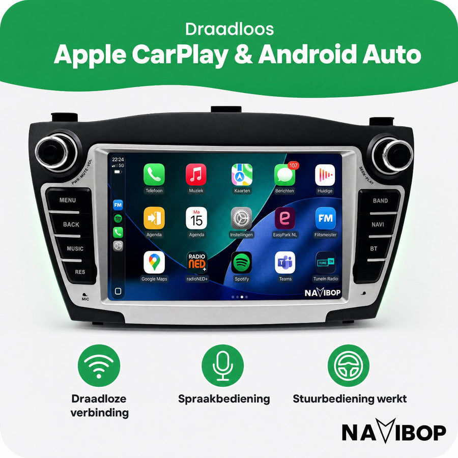 Hyundai IX35 | Autoradio | CarPlay & Android Auto | Android 15.0 | 2009 t/m 2015