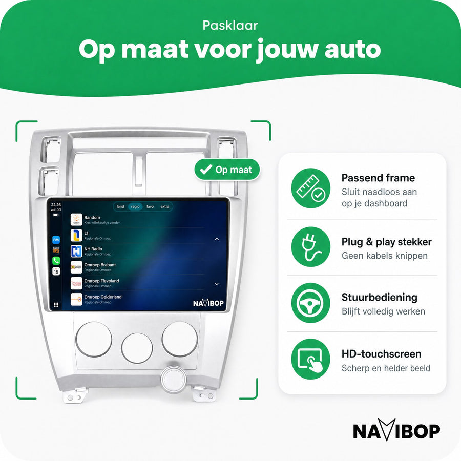 Hyundai Tucson Zilver | Autoradio | CarPlay & Android Auto | Android 15.0 | 2004 t/m 2009